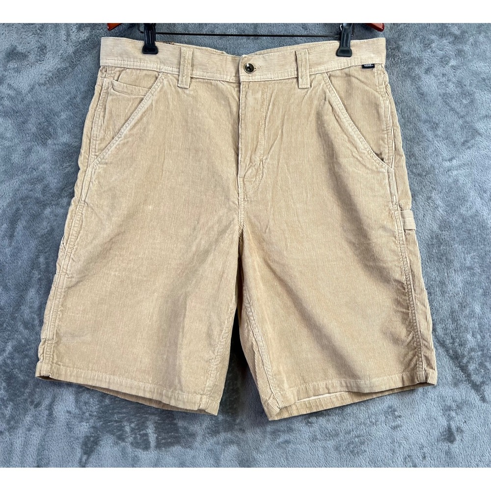 Vans Loose Corduroy Cargo Shorts Mens 34 36x10 Tan Carpenter Retro Skater Grunge